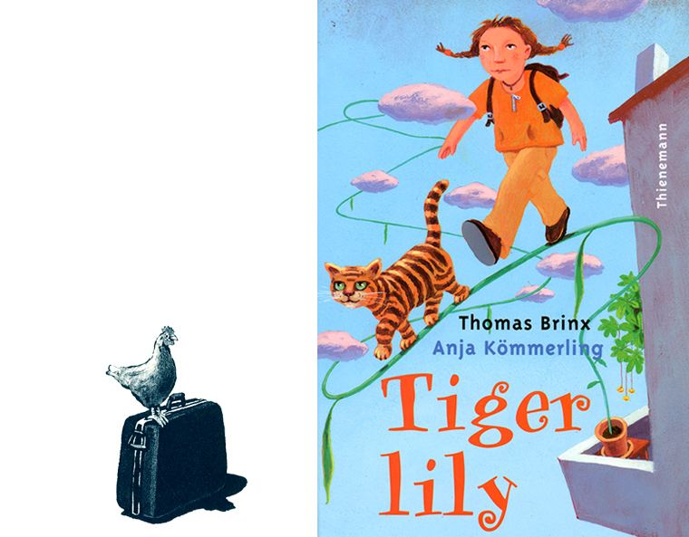 Cover für Kinderroman "Tigerlily" und Innenvignette, Thienemann Verlag 2002