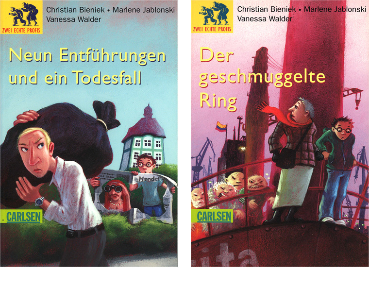 Cover fr Kinderroman-Reihe "Zwei echte Profis", Carlsen Verlag  2003
