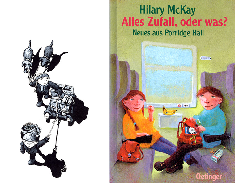 Cover für Kinderroman "Alles Zufall, oder was?" und Innenvignette, Oetinger Verlag 1999