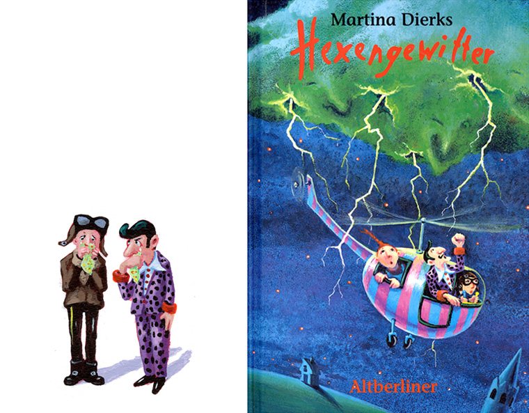 Cover für Kinderroman "Hexengewitter" und Innenvignette, Altberliner Verlag 2000