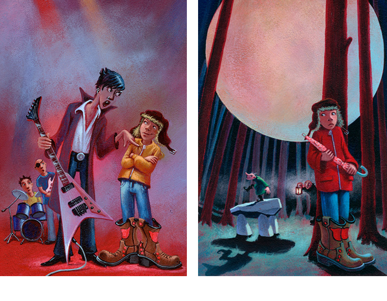 Cover für Kinderromane "Blinky Boots": "Piraten des Schreckens" und "Der Mondscheinmord", Altberliner Verlag 2004/2005